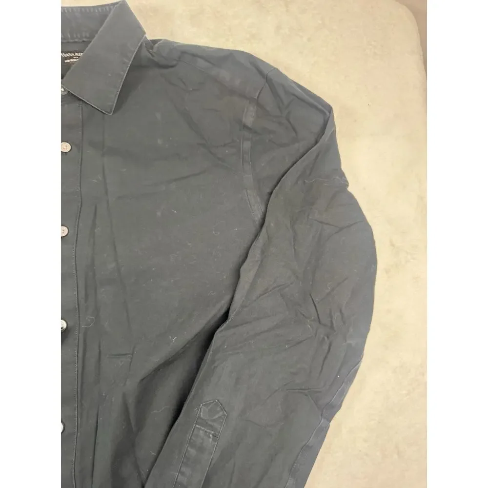 Banana Republic Non-Iron Shirt Men’s M Black Slim Fit Long Sleeve Dress